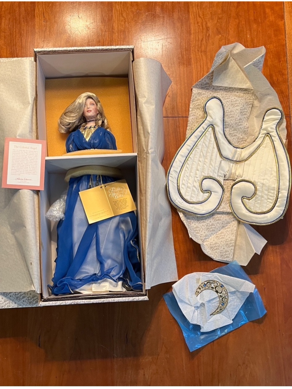 NWT Franklin Heirlooms VTG 1991 Celestial Angel-The Conductor Porcelain Doll